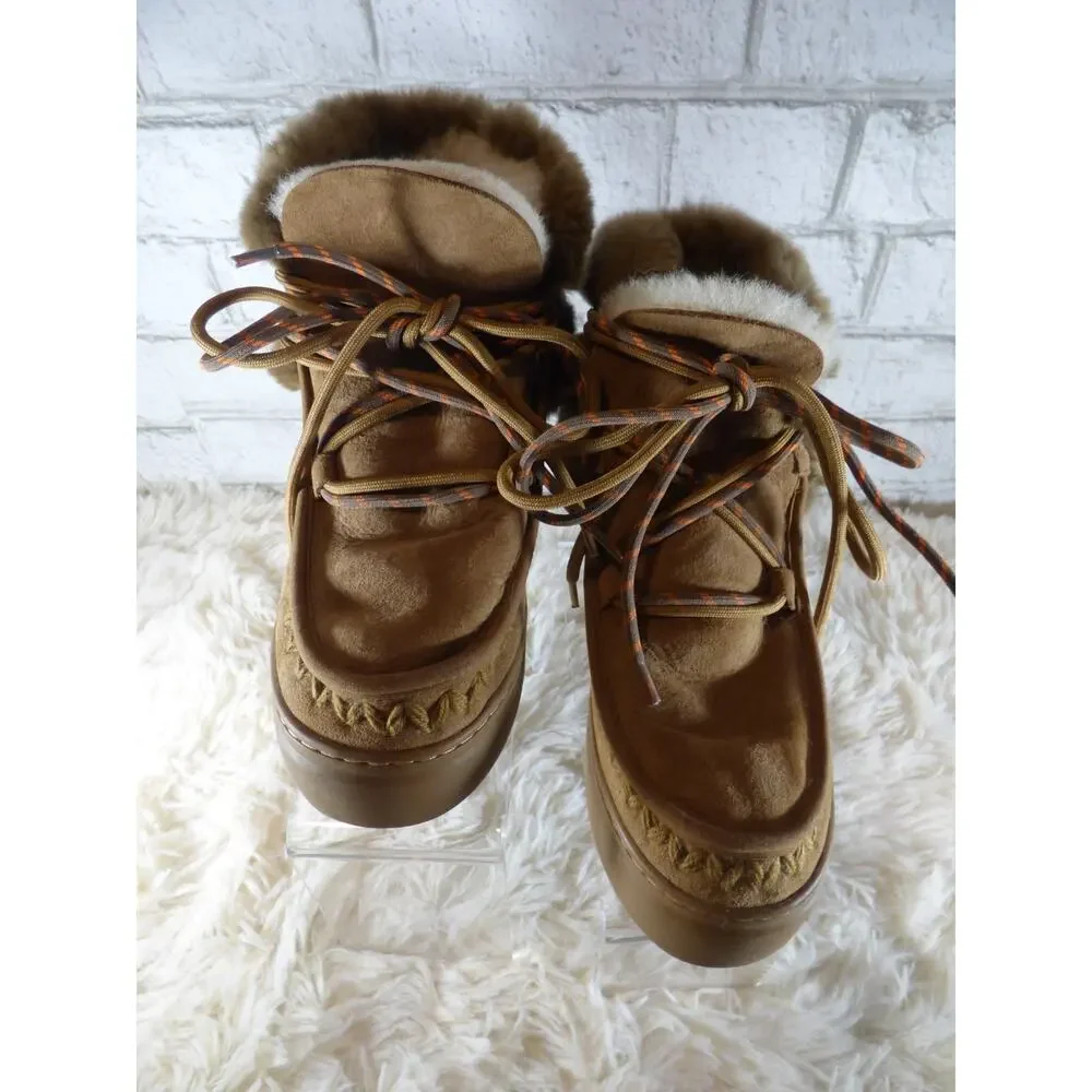 Movie's Brand Tron Camel Leather & Shearling Lace Up Winter Boots 6.5